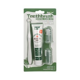 Oral Hygiene Kit For Cats And Dogs 3 Piece Set With Dual Ended Toothbrush, Finger Brush, And Poultry Flavor Tube Of Toothpaste Remove Plaque Tartar Bu (Option: Vanilla Flavor)