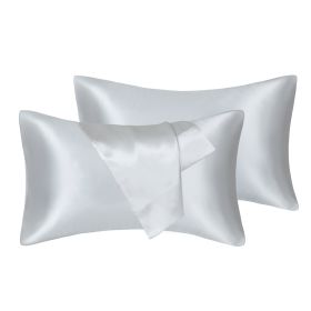 75D Satin Artificial Silk Pillowcase (Option: Silver-Standard 20X26in)