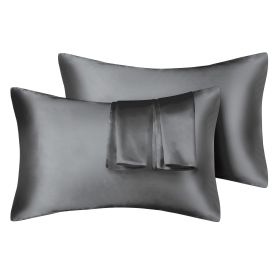 75D Satin Artificial Silk Pillowcase (Option: Dark Grey-Standard 20X26in)