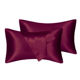 75D Satin Artificial Silk Pillowcase (Option: Wine Red-Standard 20X26in)